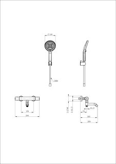 Смеситель для ванны с душем Wonzon & Woghand INN 1 WW-B3013-A1-BGG с термостатом тёмный графит